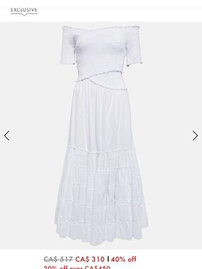 Poupette St Barth White Off-Shoulder Smocked Tiered Maxi Dress
